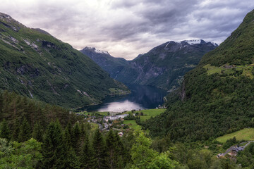 Naklejka premium Geiranger fjord in Summer Storm