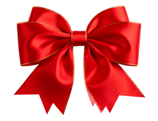 Festive Red Christmas Bow with Golden Trim Transparent PNG