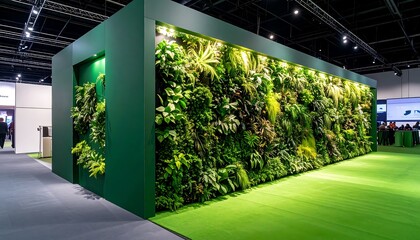 Lush green vertical garden exhibit