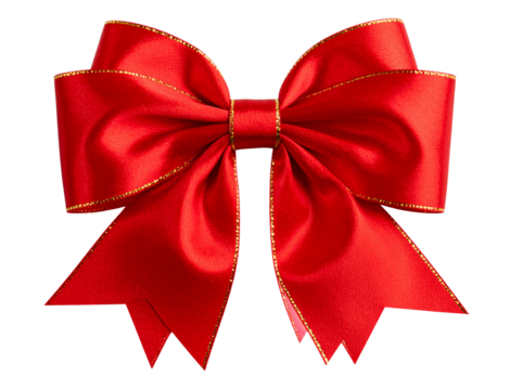 Festive Red Christmas Bow with Golden Trim Transparent PNG