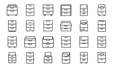 Bundle Outline Icon Of Office Drawer Cabinet 