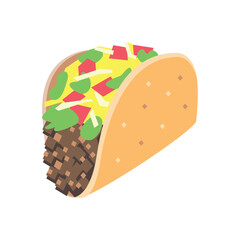 Illustration of Delicious Taco Graphic: Vibrant Pixel Art for Menu Design & Food Branding vector