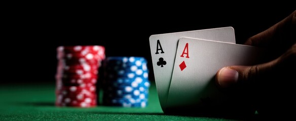 The dramatic moment of revealing winning poker hands in a casino setting