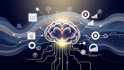 Digital brain with futuristic technology and data connections