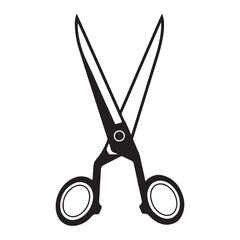 A Black and White Illustration of Open Scissors Sharp Blades Ready to Cut Featuring Circular Handles for Fingers to Grip