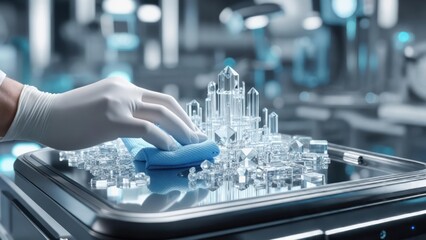 Hand cleaning crystal city model