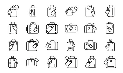 Bundle Icon Of Suitcase With Travel Tag 