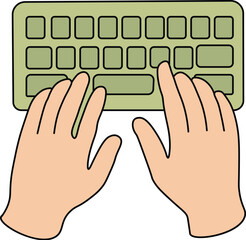  Hands Typing on Keyboard Flat Vector Illustration