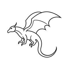 outline illustration flying dragon vector
