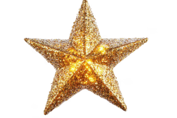 glowing Golden Star Shines on Black Background with Festive theme