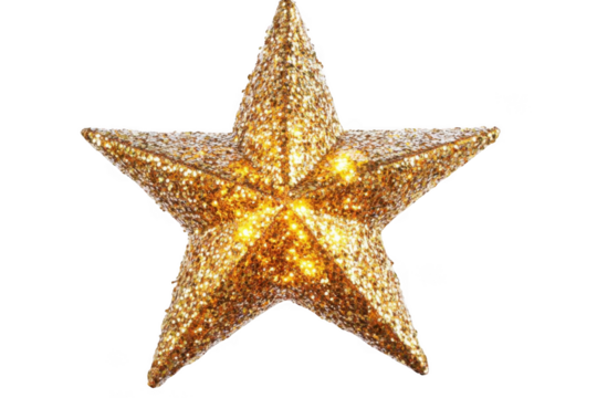 glowing Golden Star Shines on Black Background with Festive theme