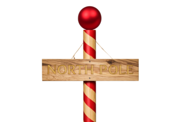 Candy Cane Pole with Classic North Pole Signboard