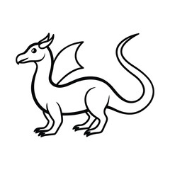 outline illustration baby dragon cartoon vector