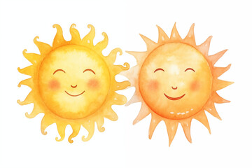 Pastel color sun illustration. Smiling sun.