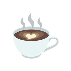 Illustration of Pixel Art Latte Art: Heart-Shaped Coffee Cup Design vector