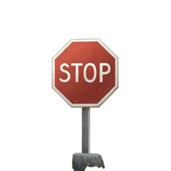Red Octagonal Stop Sign on transparent background