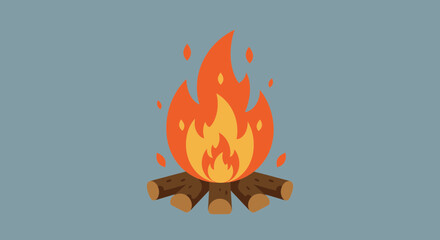 Cozy campfire illustration evoking warmth and adventure, perfect for outdoor themes and camping designs