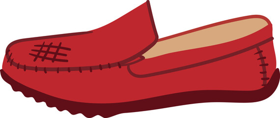 Red comfortable loafer shoe with visible stitching and a textured front, ideal for casual and semi formal occasions, adding a touch of style to any outfit
