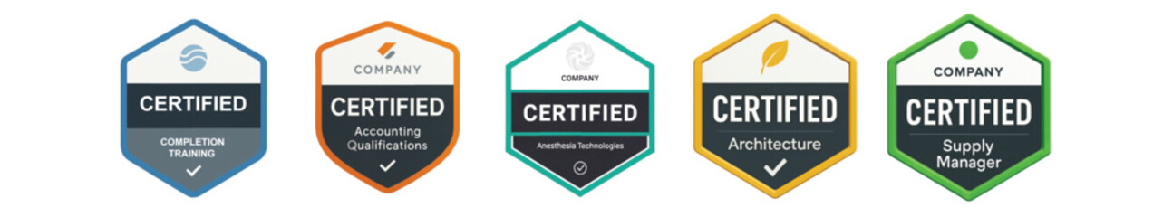 Certified Business Badges Training, Accounting, Anesthesia, Architecture, Supply Manager