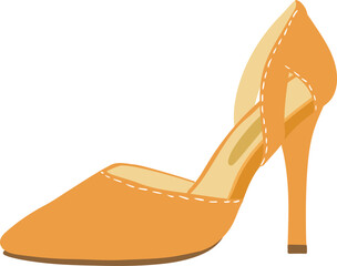 Obraz premium Stylish orange women's shoe featuring a high heel, ankle strap, and delicate stitching details, creating a fashionable and sophisticated look