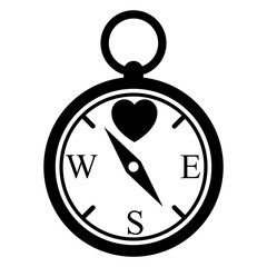 Icono brújula con corazón 
