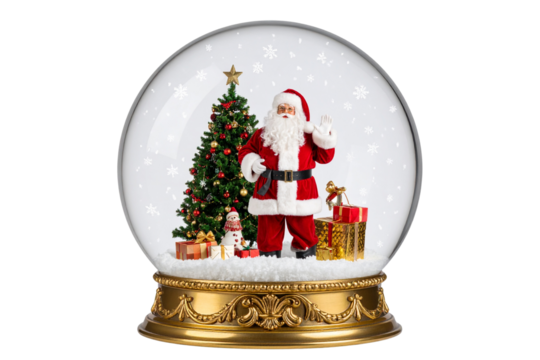 Santa Inside Snow Globe with Falling Snow