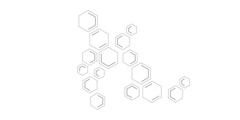 Minimalist abstract background featuring overlapping hexagons in soft gray tones on white. Ideal for tech, science, or medical themes—modern, clean, and geometric design aesthetics.