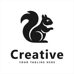 Dynamic squirrel logo design in monochrome
