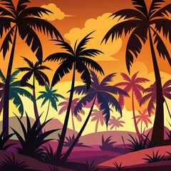 Obraz premium Icon set of different palm tree types including coconut tree, flat style vector