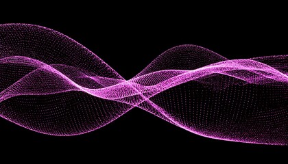 Abstract swirling magenta dots on black background