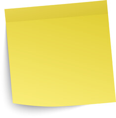 Yellow sticky note casting a shadow on a white background, creating a simple yet effective visual representation of a blank canvas for ideas, reminders, or messages