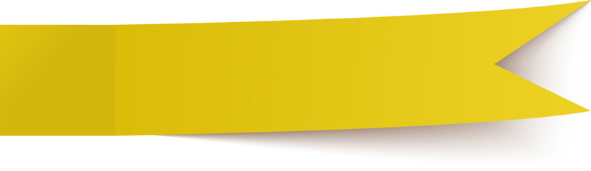 Yellow curved ribbon banner casting a soft shadow on a clean white background creates a versatile illustration ideal for various graphic design projects and marketing materials