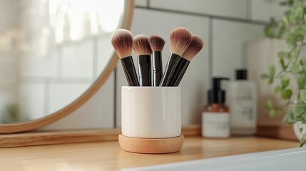 Makeup Brushes Storage Design, for Beauty E - commerce Promotion, Makeup Tool Display, Storage Aesthetics Material