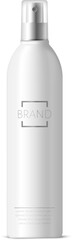 Realistic white cosmetic spray bottle featuring a sleek silver dispenser pump, isolated against a clean white background, ideal for showcasing branding and product design