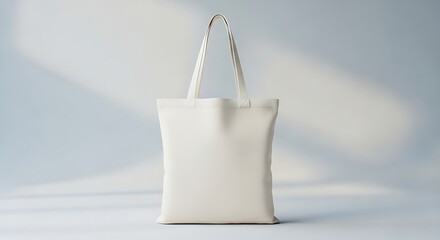 Neutral tote bag mockup on plain studio background for customizable design space.