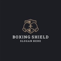 Boxing shield logo style icon design template vector illustration