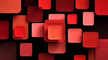 Overlapping rounded red squares in various sizes and shades, modern abstract style, set on a dark background, concept of digital texture