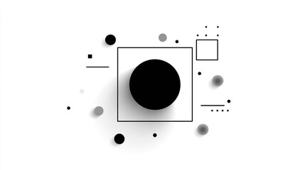 Abstract Geometric Minimalism: Black  White Shapes on White