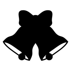 Logo campanas de boda. Icono con silueta de campanas de navidad con lazo de cinta para felicitaciones y tarjetas