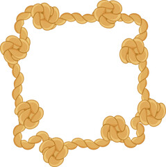 Square frame made of knotted rope creating a nautical themed border, ideal for maritime projects or decorative elements with a touch of seafaring charm