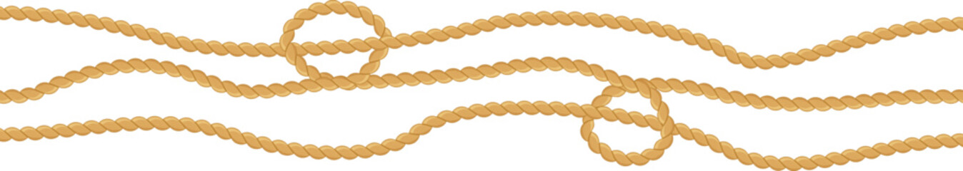 Wavy ropes forming intricate loops against a white background, enhancing websites, backgrounds, or any nautical themed designs with a touch of maritime charm