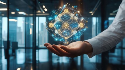 Holographic cube in a hand