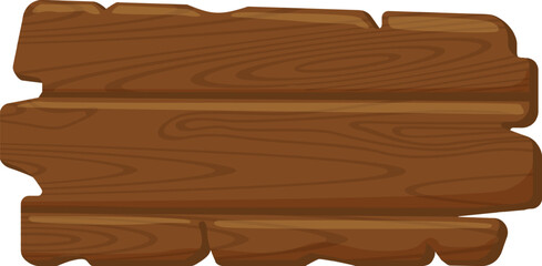 Empty wooden sign featuring distinct planks and rich wood grain, isolated against a white background, perfect for incorporating custom text or graphics for various projects