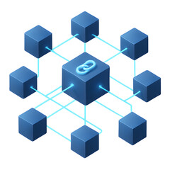 Obraz premium Blockchain Network Node Connections Isometric View