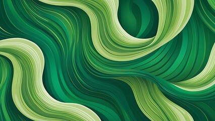 Abstract Organic Green Flowing Curves Background