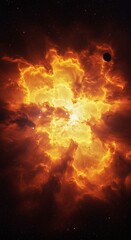 A fiery celestial explosion forming a radiant stellar nebula in deep space
