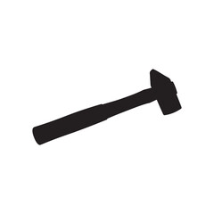 full balck Old worn hammer silhouette vector flat illustration design
