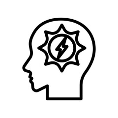 Silhouette Icon of a Human Head Representing Brain Power and Energy