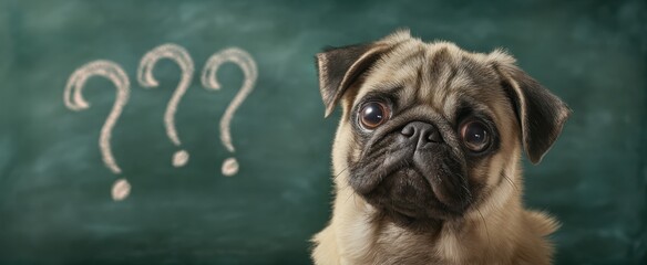 The pug with curious expression pondering unanswered questions