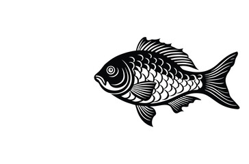 Simple Fish Bowl Illustration with Underwater Plants	